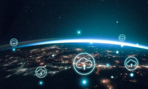 Digital world for banner background, remixed from public domain by Nasa